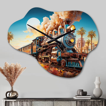 Abstract Colorful Train 1950S I - Asymmetric Metal Wall Clock